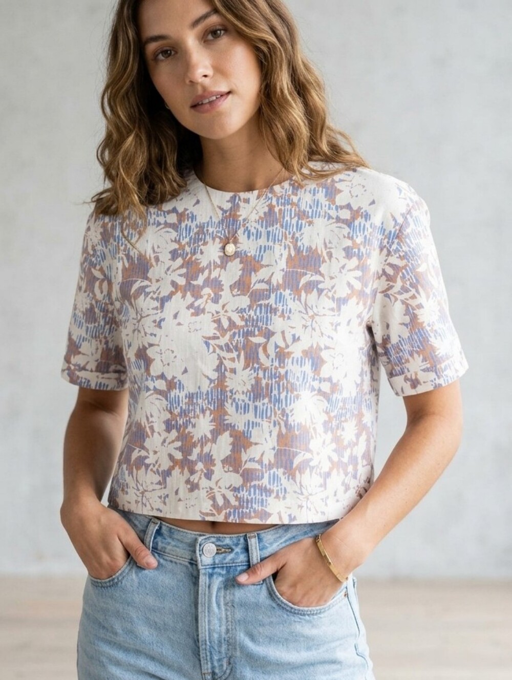 Wildfang The Essential Boxy Top In Woodblock Floral Print Size XS New